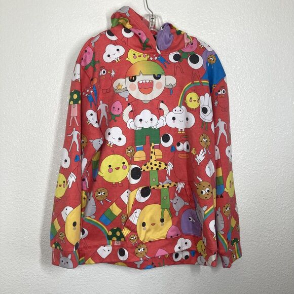 J Balvin FriendsWithYou Hoodie Mens Large Red All Over Graphic Pullover - Picture 3 of 14